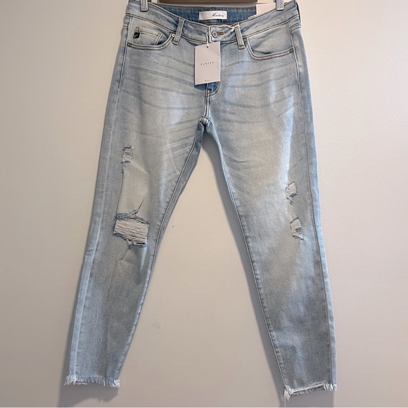 KANCAN Ankle Skinny Distressed Frayed Hem Denim Jeans - Picture 5 of 13
